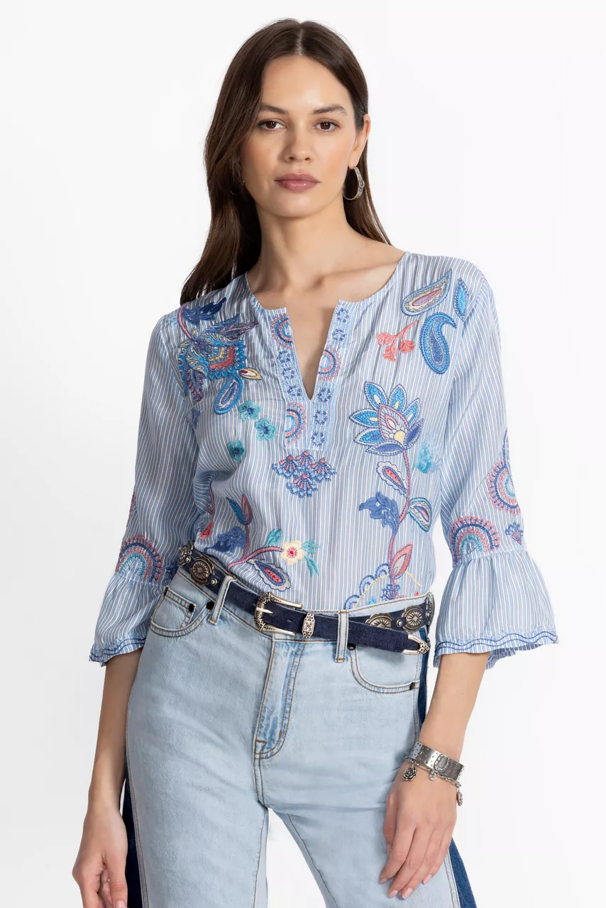 Embroidered sleeve blouse
